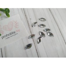 Стразы пришивные, 7*15 мм, цвет белый, 10 шт